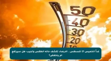 غداً الخميس 21 أغسطس.. الأرصاد تكشف حالة الطقس وتجيب: هل سيرتفع أم ينخفض؟